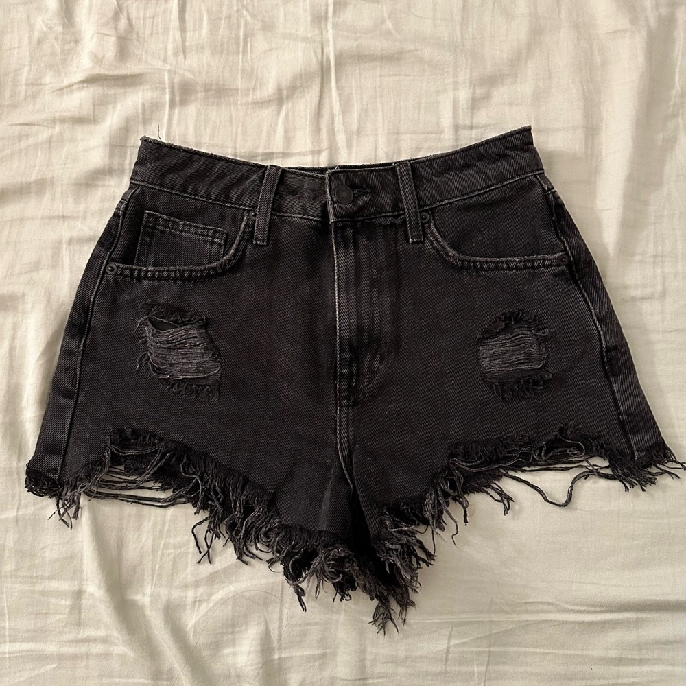 Black High Waisted Denim Shorts